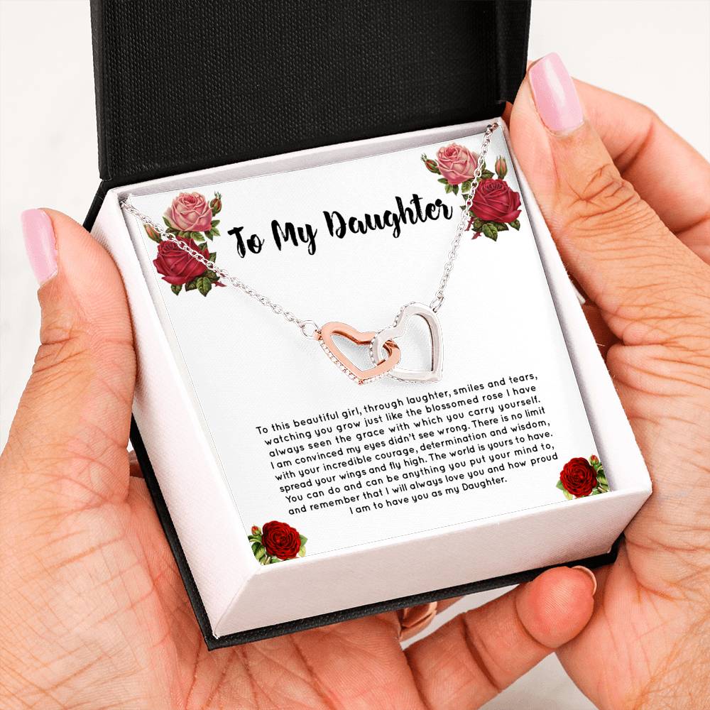 The Blossomed Rose - Gift For My Daughter  Double Heart Necklace