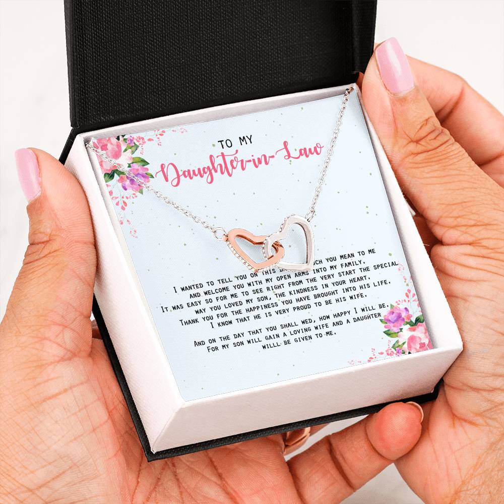 Daughter Given To Me - For My Daughter In Law Double Heart Necklace
