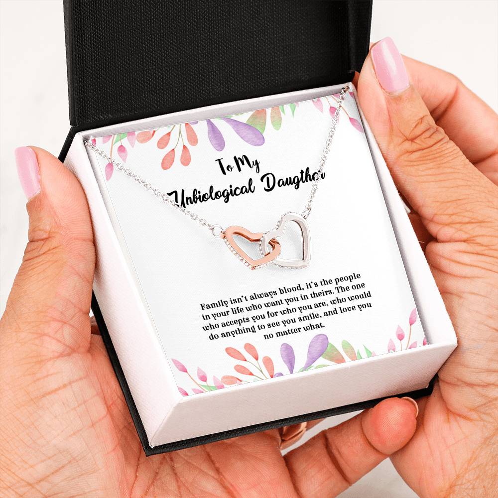 Family Isn't Always Blood - Gift For My Unbiological Daughter Double Heart Necklace