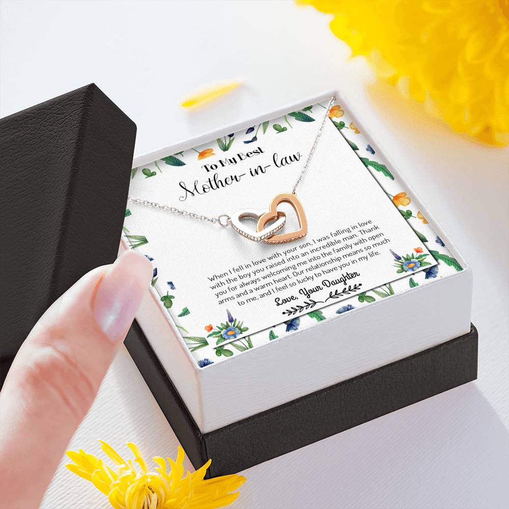 Lucky To Have You - Gift For Mother Of The Groom Double Heart Necklace