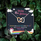 Unicorns And All Magical Stuff - Sweet 16 Gifts Double Heart Necklace