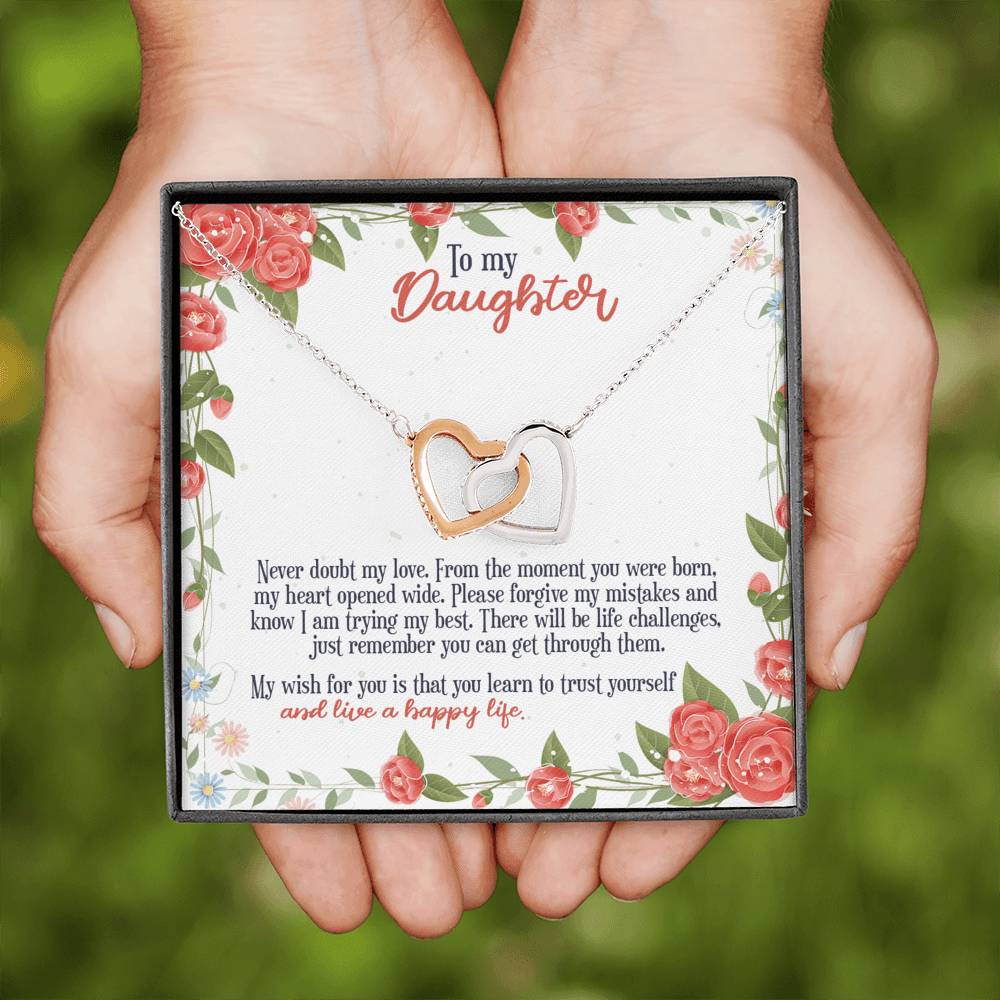 My Wish For You - Gift For Daughter Double Heart Necklace