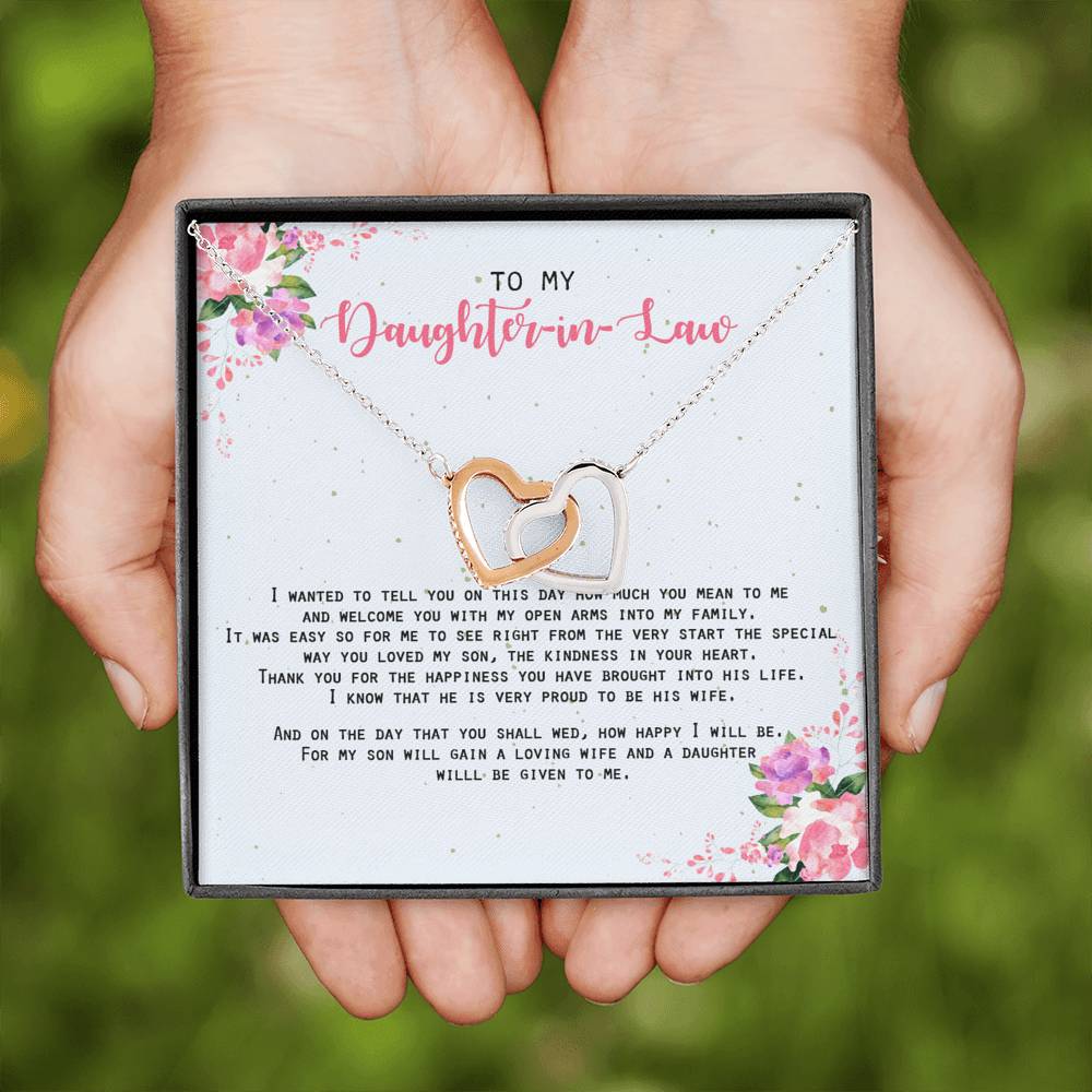 Daughter Given To Me - For My Daughter In Law Double Heart Necklace