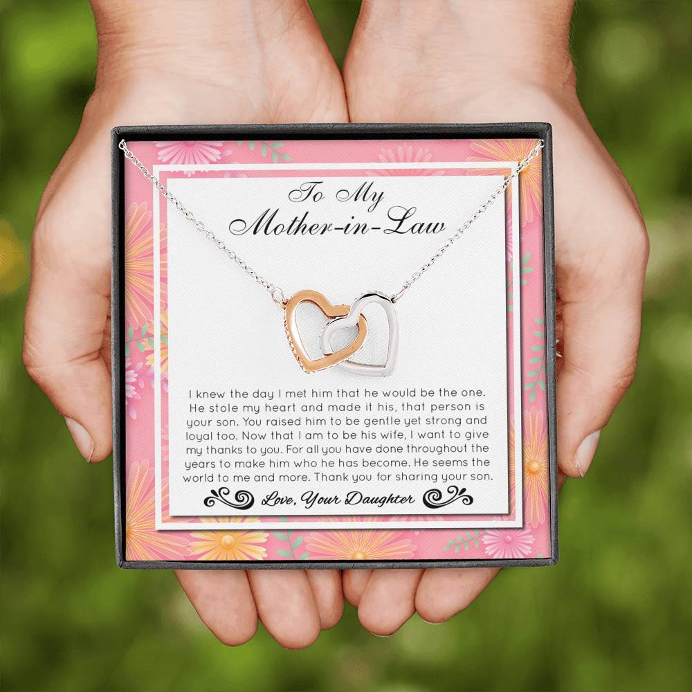 Thank You For Sharing Your Son - Gift For Mother Of The Groom Double Heart Necklace