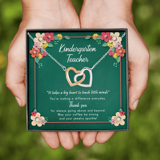 It Takes A Big Heart To Teach Little Minds - Gift For Kindergarten Teacher Double Heart Necklace