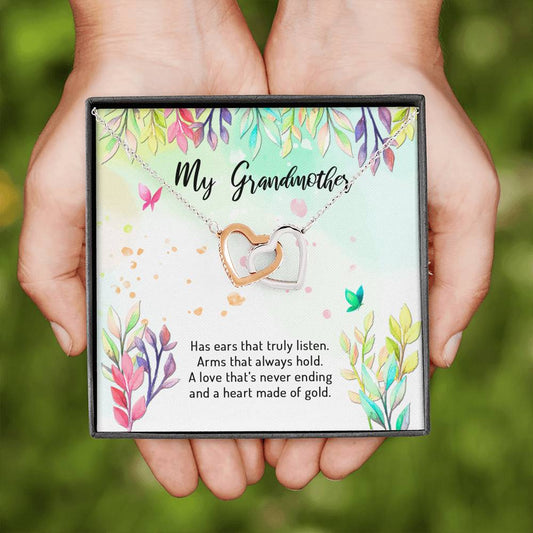Arms That Always Hold - Gift For Grandmother Double Heart Necklace