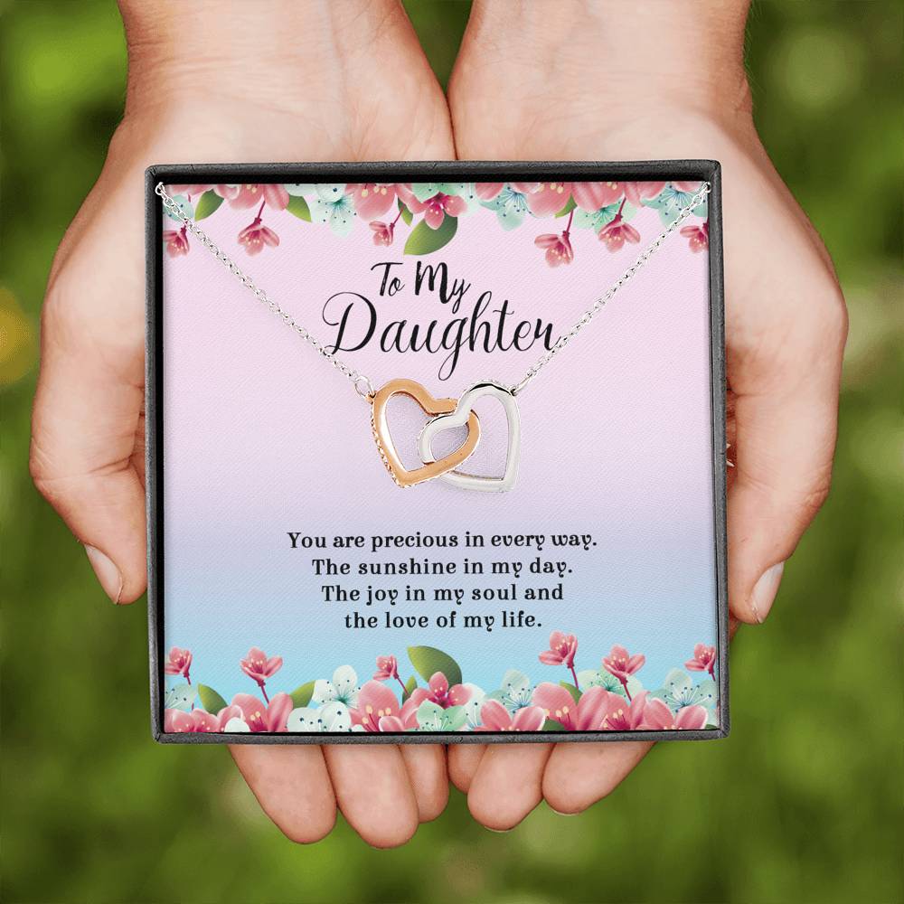 The Sunshine In My Day - Gift For Daughter Double Heart Necklace