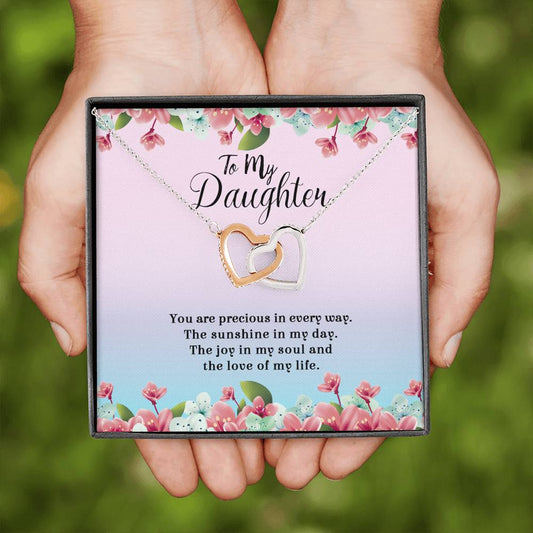 The Sunshine In My Day - Gift For Daughter Double Heart Necklace