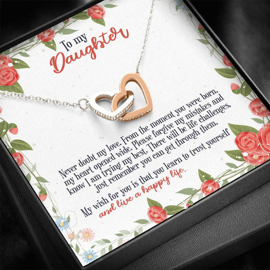 My Wish For You - Gift For Daughter Double Heart Necklace