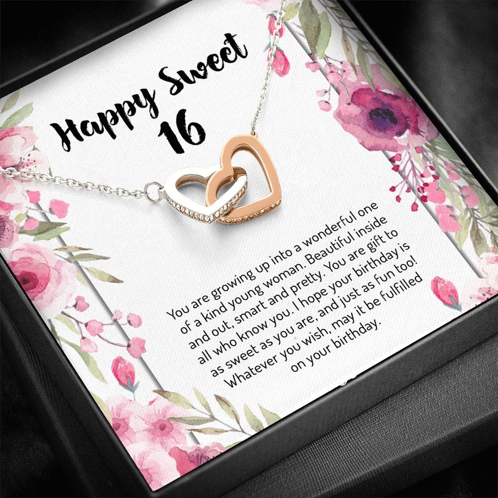 Gift To All Who Know You - Sweet 16 Gifts Double Heart Necklace