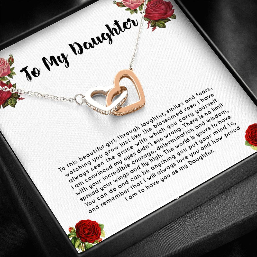 The Blossomed Rose - Gift For My Daughter  Double Heart Necklace
