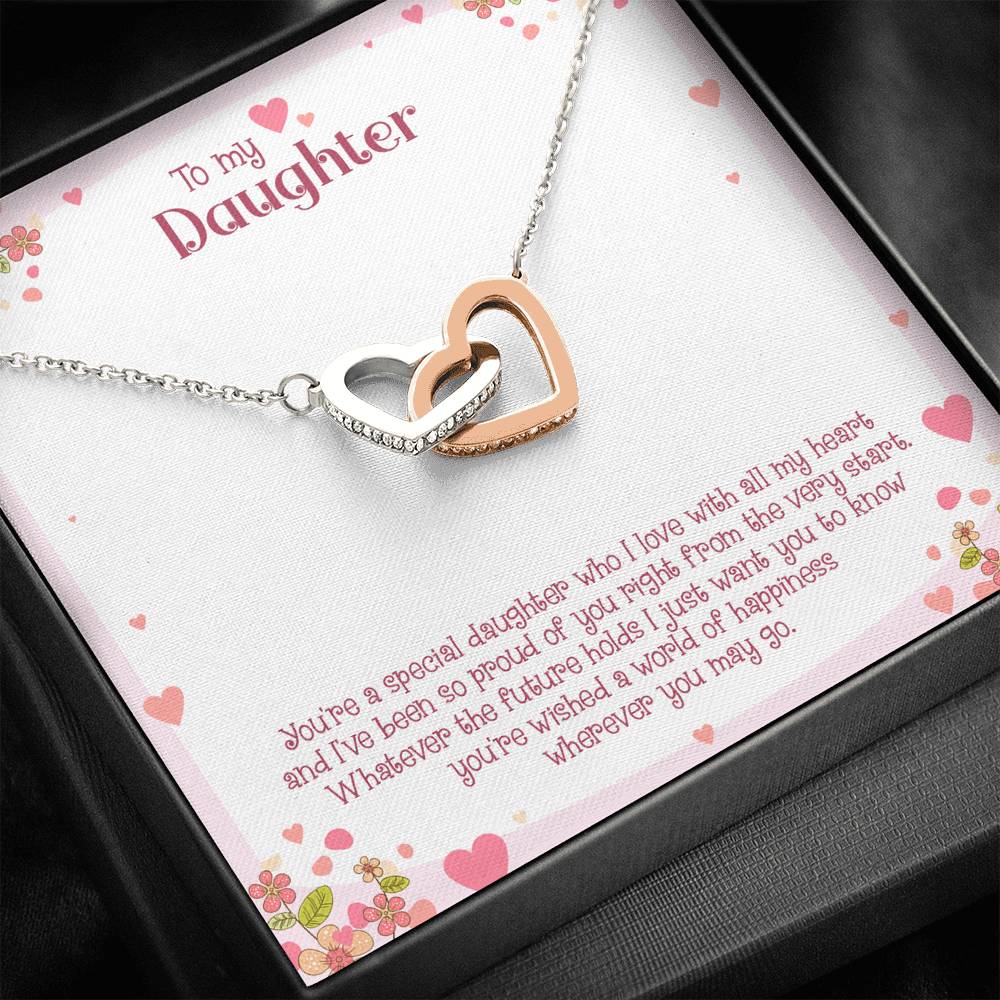 Happiness Whenever You May Go - Gift For Daughter Double Heart Necklace