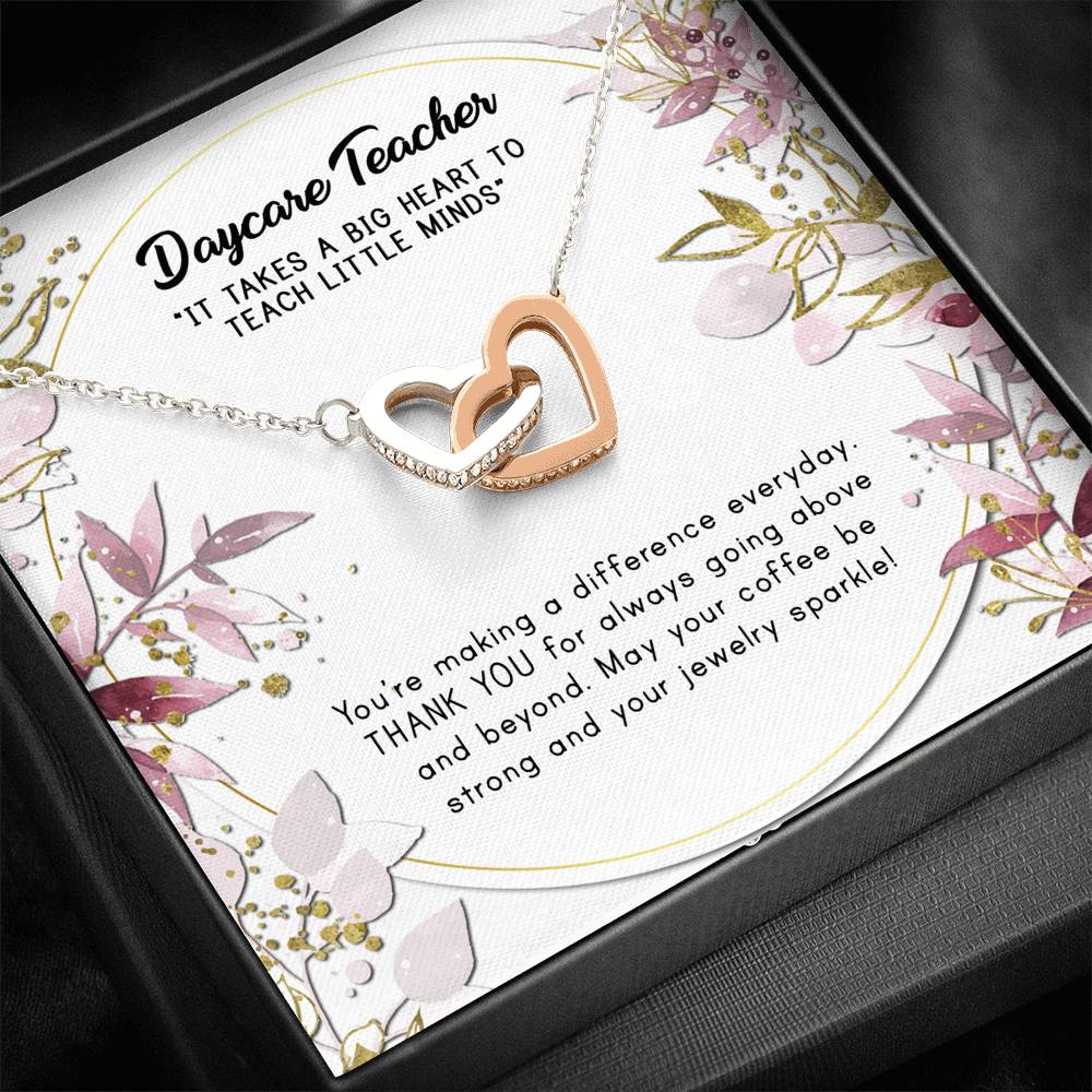 It Takes A Big Heart To Teach Little Minds - Gift For Daycare Teacher Double Heart Necklace
