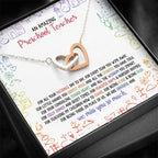 Little Hands You Gently Hold - Gift For Preschool Teacher Double Heart Necklace