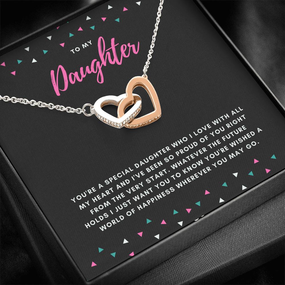 Happiness Wherever You Go - Gift For Daughter Double Heart Necklace