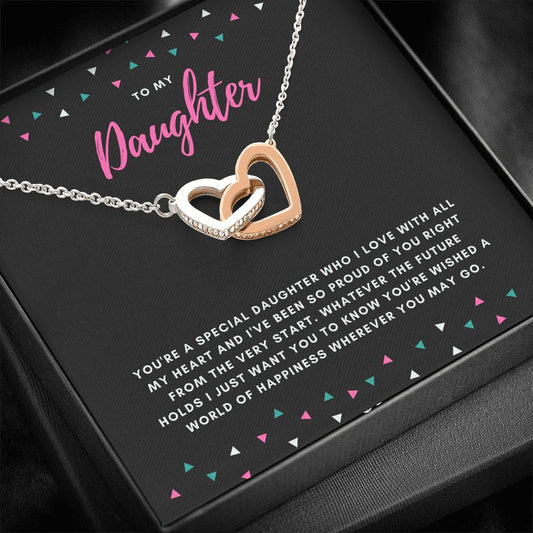 Happiness Wherever You Go - Gift For Daughter Double Heart Necklace