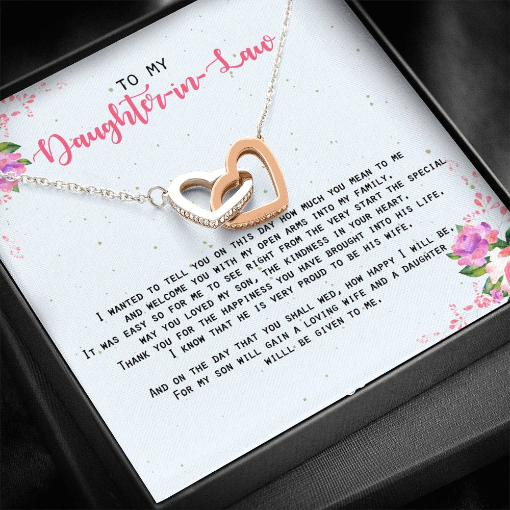 Daughter Given To Me - For My Daughter In Law Double Heart Necklace