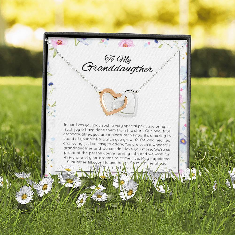 Happiness & Laughter Fill Your Heart - Gift For My Granddaughter  Double Heart Necklace