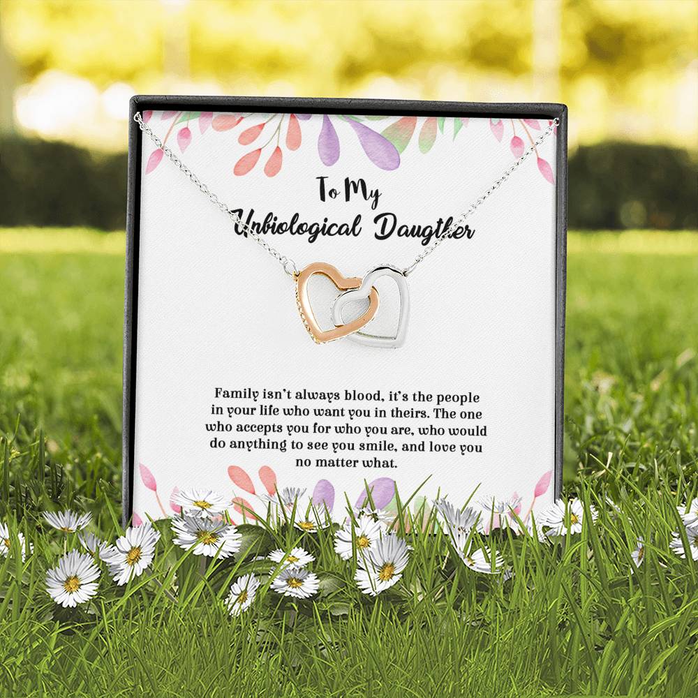 Family Isn't Always Blood - Gift For My Unbiological Daughter Double Heart Necklace