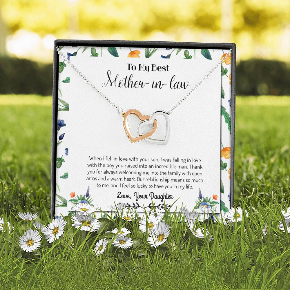 Lucky To Have You - Gift For Mother Of The Groom Double Heart Necklace